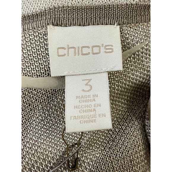 NWT Chico's Cardigan Boho Light Grey and Brown Size 3 Women's Sweater - Picture 5 of 8